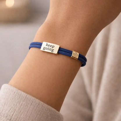 Sentiment Bracelet – Keep Going | Blue Cord