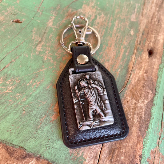 Pu Leather Saint Keychain - St Christopher