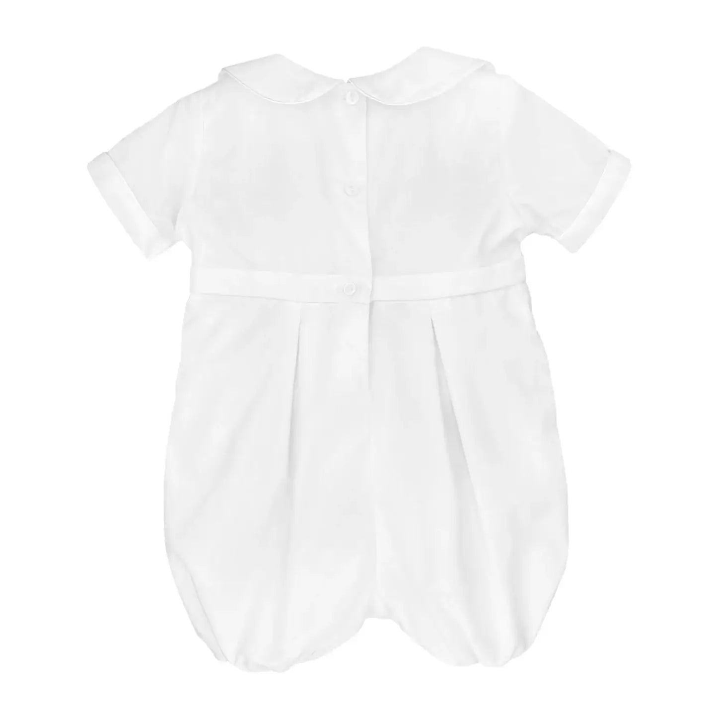 Embroidered Cross Christening Romper + Bonnet