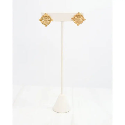 Capitola Cross Stud Worn Gold - Caroline Hill