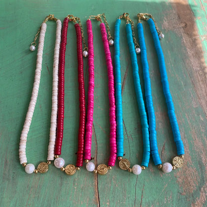 Colors of St Benedict Necklace- Hot Pink