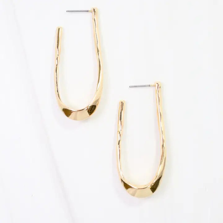 Caroline Hill - Fairfield Hammered Hoop Earring - Gold