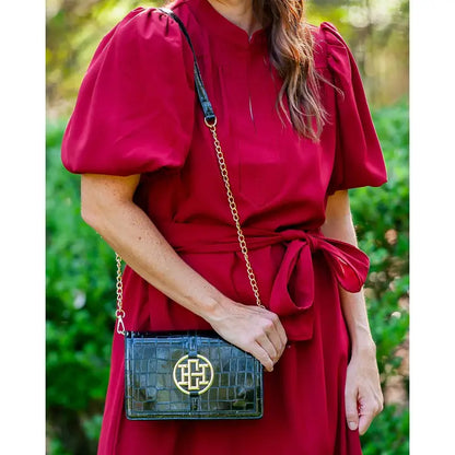 Caroline Hill - Cecilia Circle Logo Handbag - Black