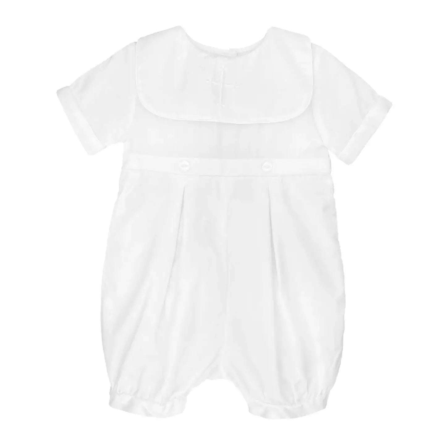 Embroidered Cross Christening Romper + Bonnet