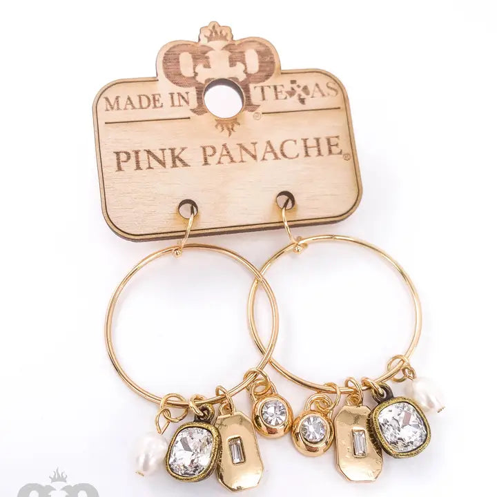 Circle Charm Earring - Austrian Crystal