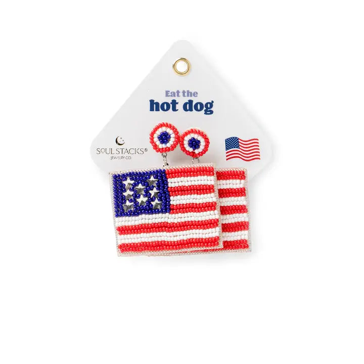 Soul Stacks Dream Big Beaded Earrings - American Flags