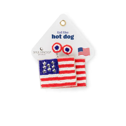 Soul Stacks Dream Big Beaded Earrings - American Flags