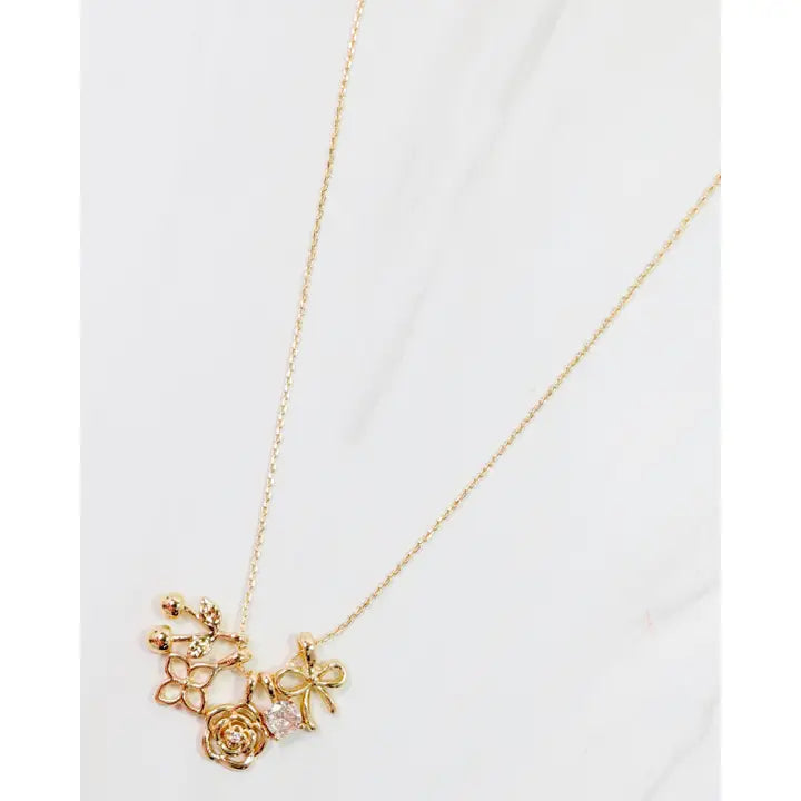 Cherry On Top Charm Necklace Set Gold - Caroline Hill