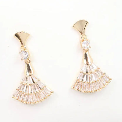 Cabrits Cz Fan Drop Earring Gold - Caroline Hill