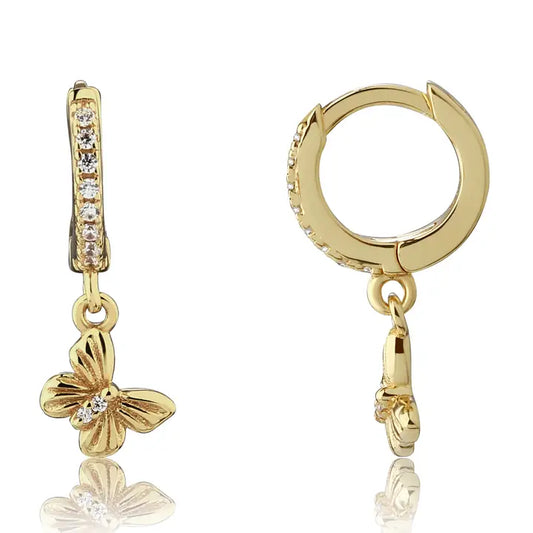 14k-Gold Plated Butterfly Dangle Huggie Hoop Earrings Girls