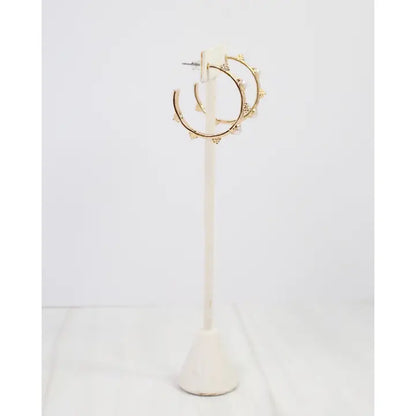 Caroline Hill - New Bern Flower and Pearl Hoop Earring - Gold