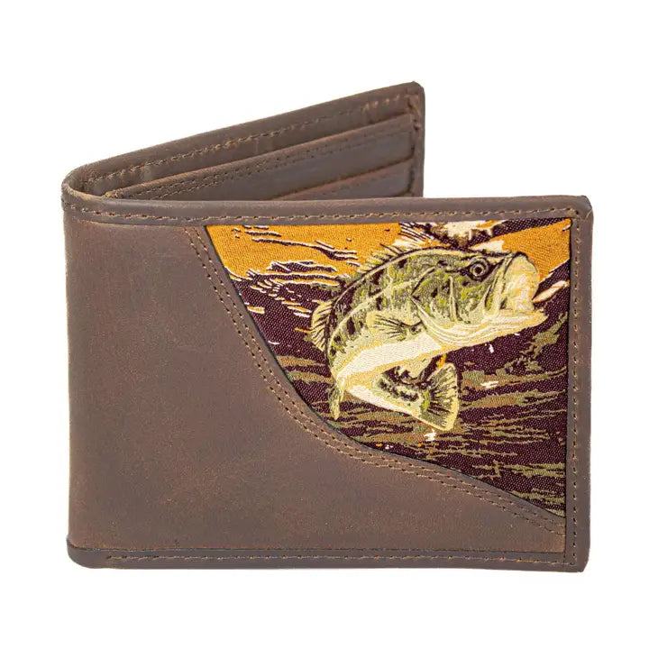 Bass Men's Bifold Woven Patch Leather Wallet