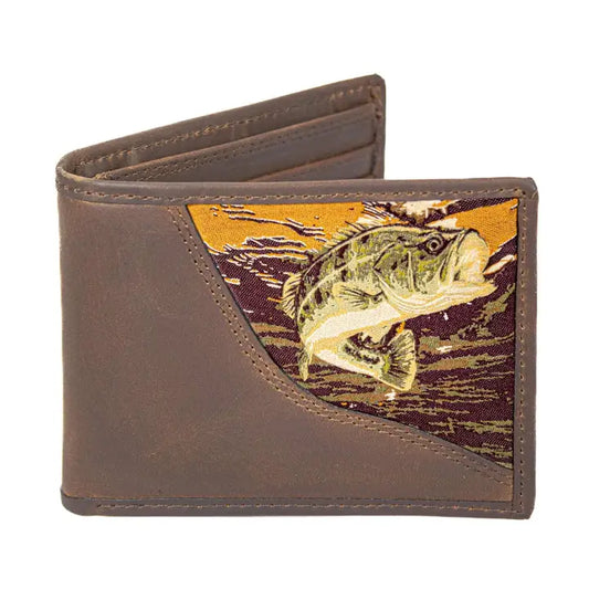 Bass Men's Bifold Woven Patch Leather Wallet