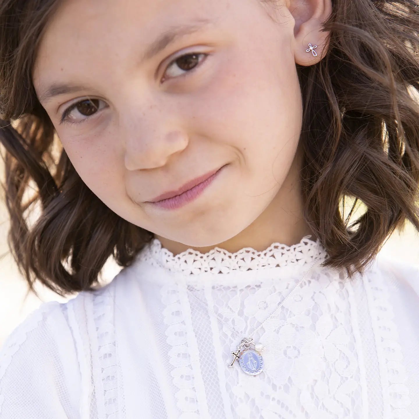 First Communion Miraculous Medal Necklace - Girls