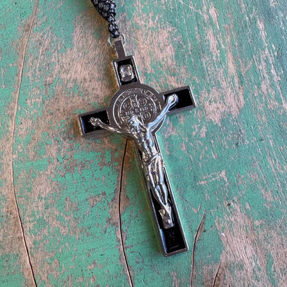 St. Benedict Black Paracord Rosary
