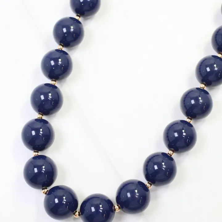 Megan Beaded Necklace - Navy