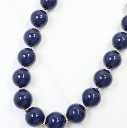Megan Beaded Necklace - Navy