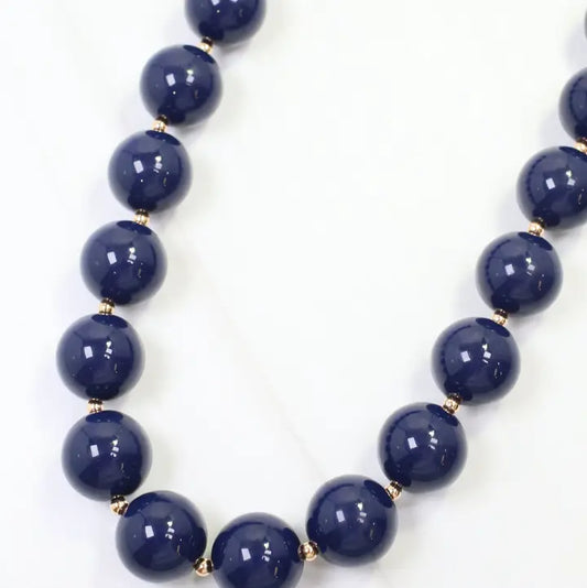 Megan Beaded Necklace - Navy