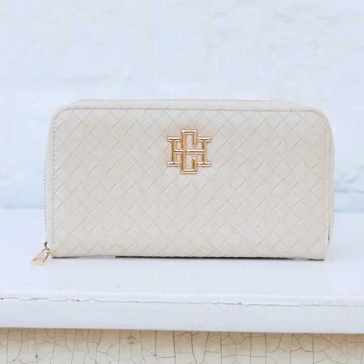Caroline Hill- Bryn Long Wallet Woven Almond