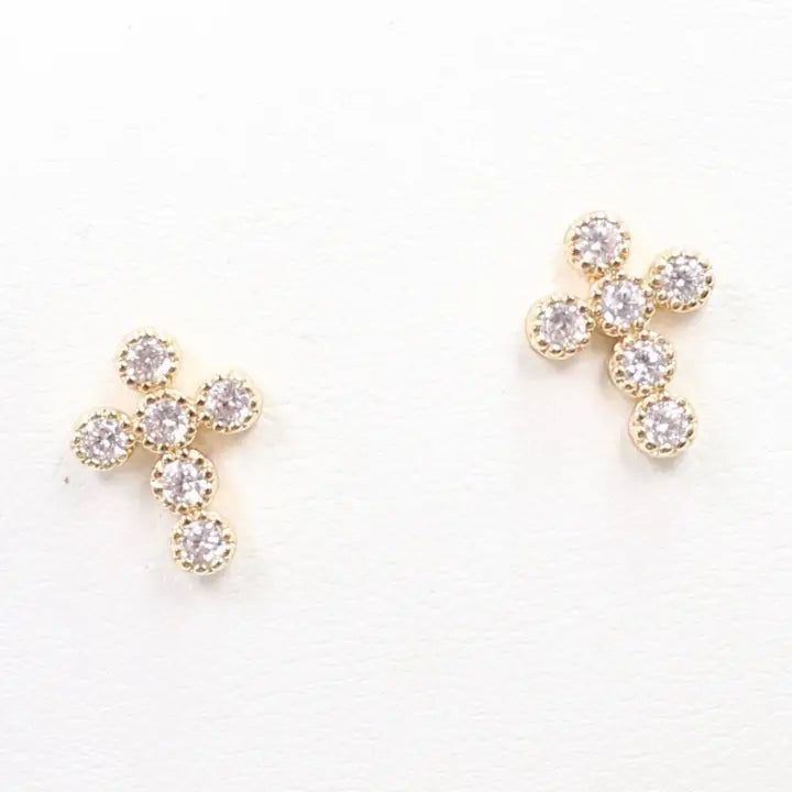 Francoise Cz Cross Earring Gold - Caroline Hill