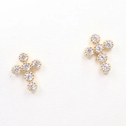 Francoise Cz Cross Earring Gold - Caroline Hill