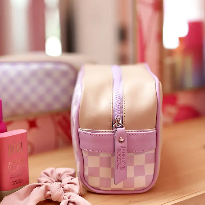 'MAMA' Embroidered Handle Bag- (Lavender/Cream/Tan)