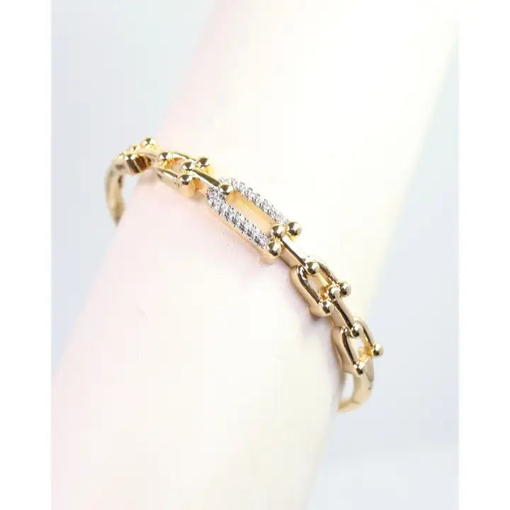 Greta Horsebit Hinged Bracelet - Gold