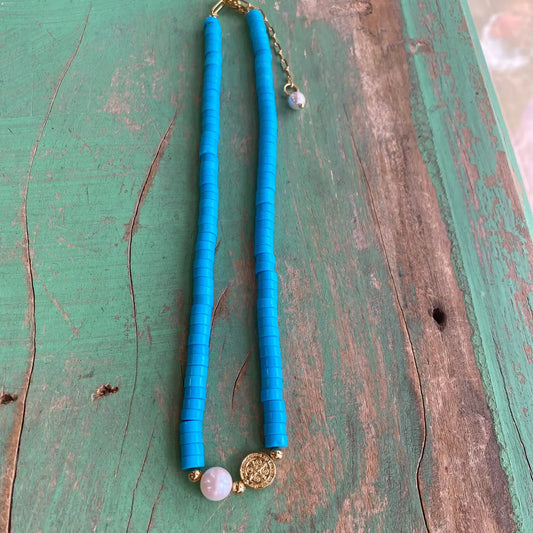 Colors of St Benedict Necklace- Blue Turquoise