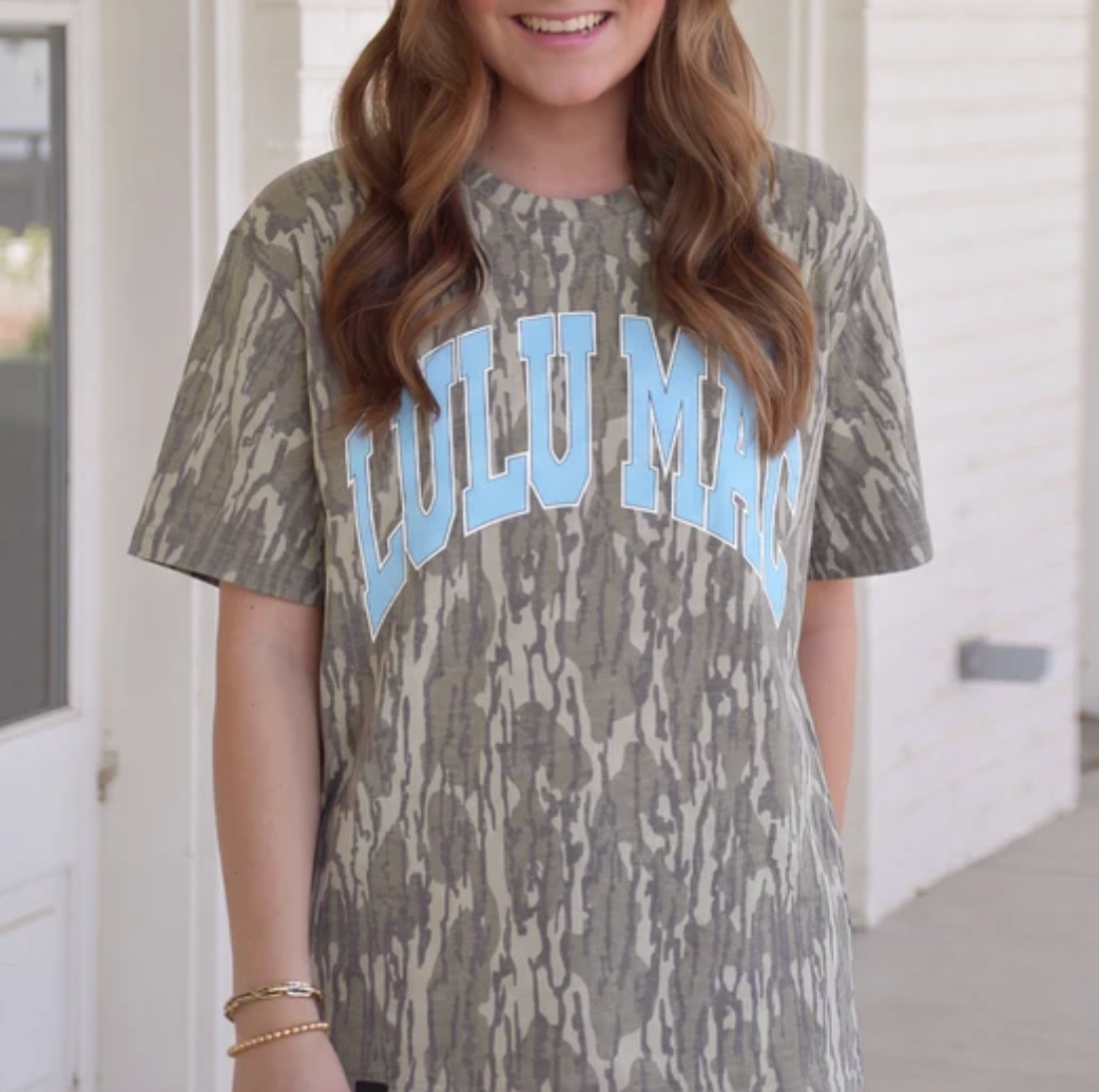 LULU MAC - Authentic Mossy Oak Bottomland Camo + Light Blue Tee