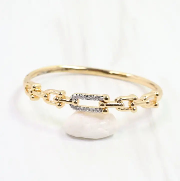 Greta Horsebit Hinged Bracelet - Gold