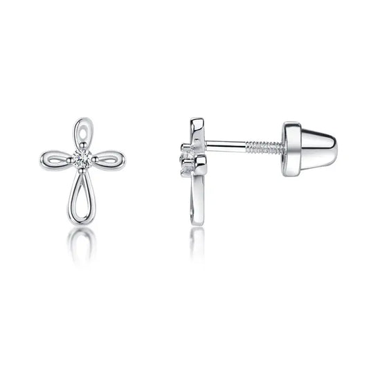 Sterling Silver Petite Cross Earrings