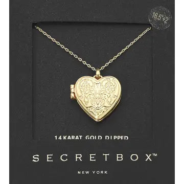 Heart Locket Pendant Necklace - 14K Gold Dipped