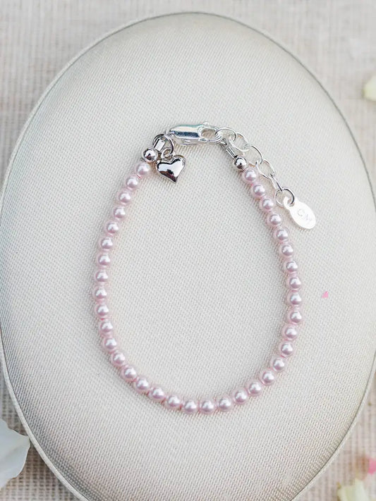Dainty Pink Pearl Bracelet Girls + Babies