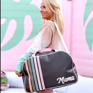 Jadelynn Brooke- Trendy Mama Large Duffel (Charcoal Stripe)