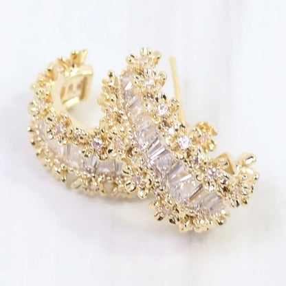 Adelaide Cz Gold Baguette Hoop Earrings