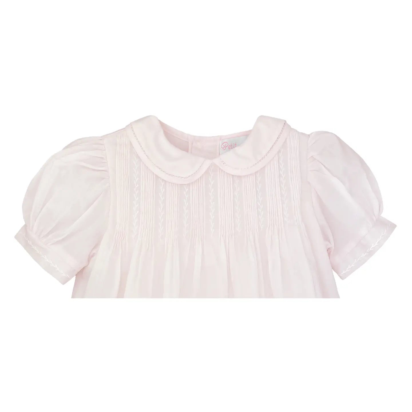 Pastel Pink Dress with Pintucks and Featherstitching