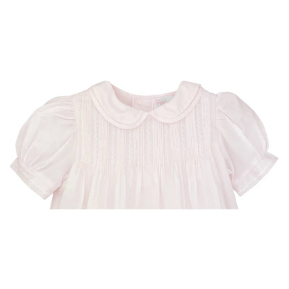 Pastel Pink Dress with Pintucks and Featherstitching
