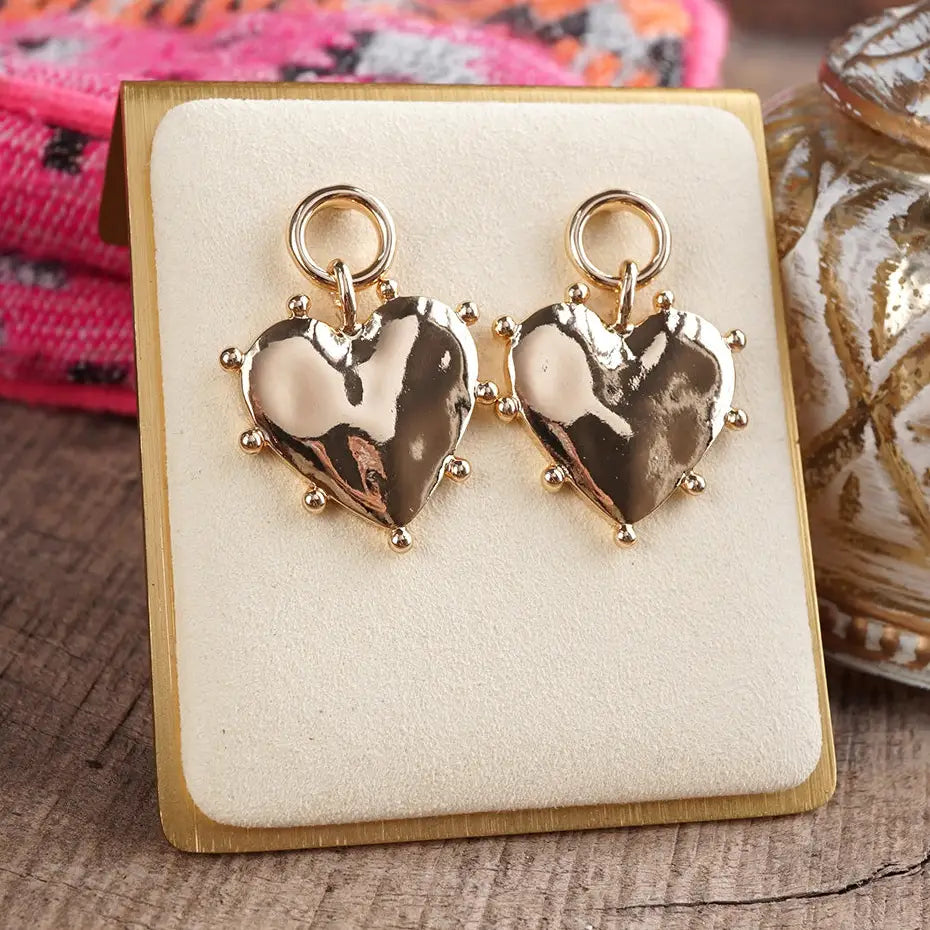 True Love – Textured Puffy Heart Drop Earrings