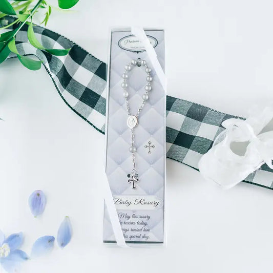 Sterling Silver Grey Baby Rosary