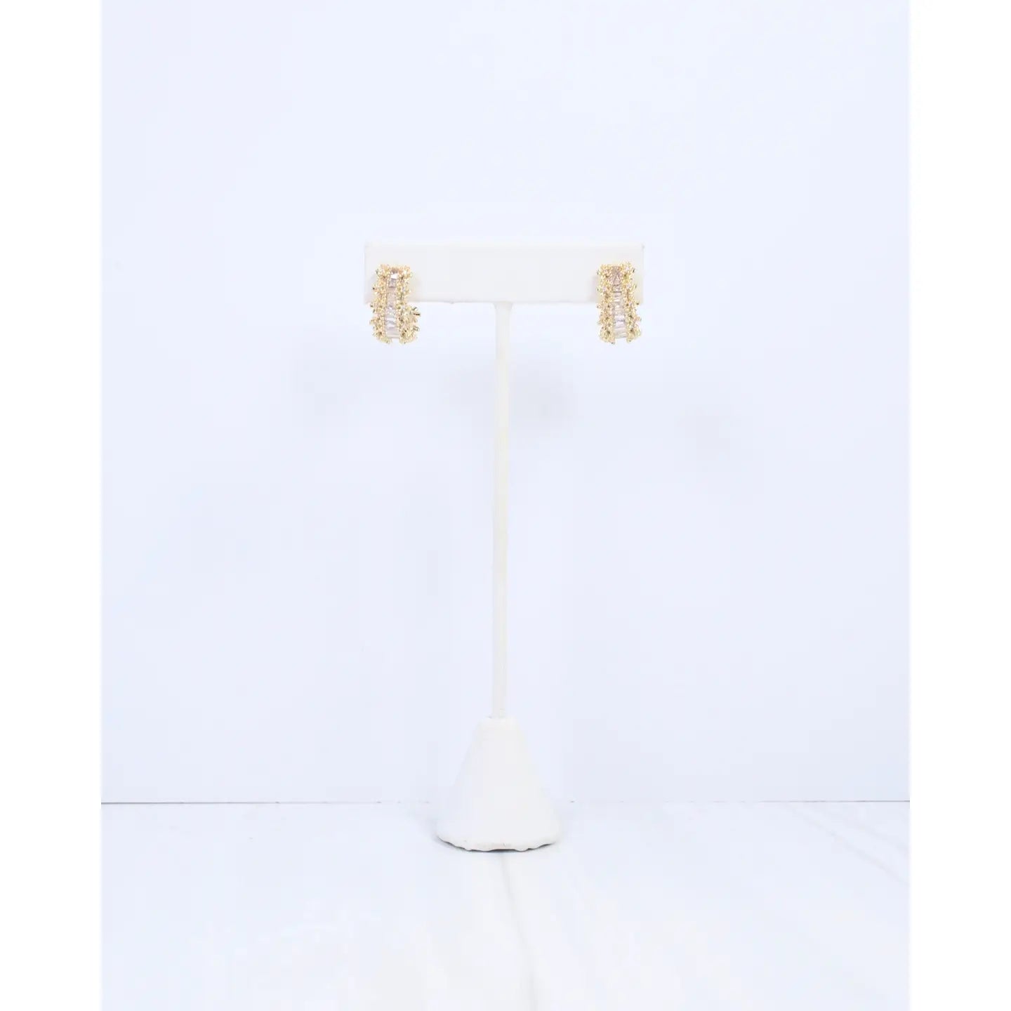 Adelaide Cz Gold Baguette Hoop Earrings