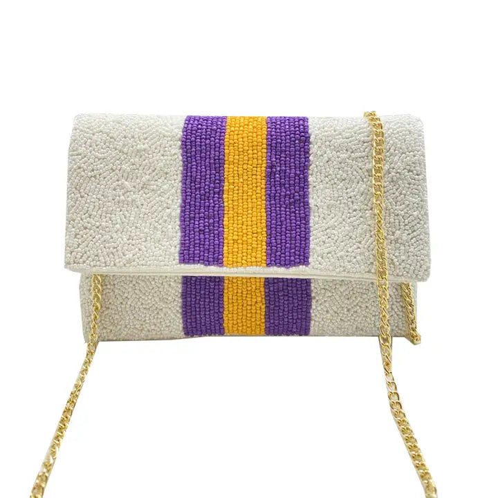 LSU Beaded Mini Clutch