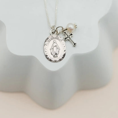 First Communion Miraculous Medal Necklace - Girls