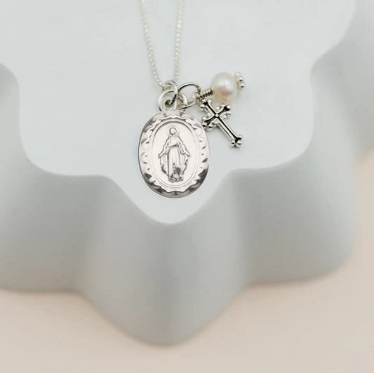 First Communion Miraculous Medal Necklace - Girls