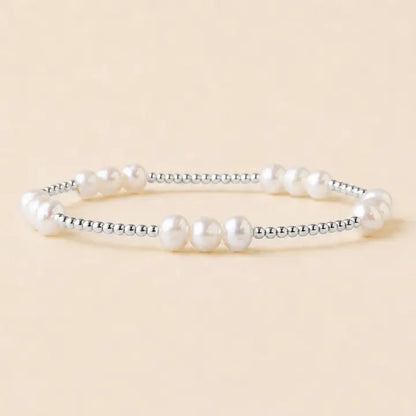 The Silver + Pearl Trio Belle Bracelet