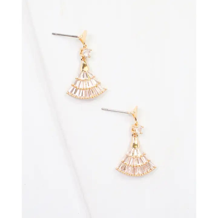 Cabrits Cz Fan Drop Earring Gold - Caroline Hill