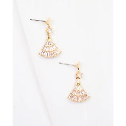 Cabrits Cz Fan Drop Earring Gold - Caroline Hill