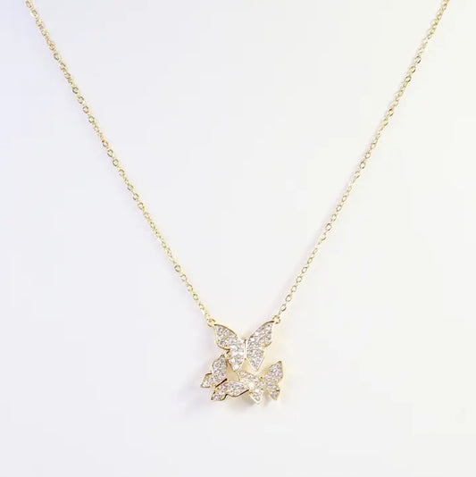 Taos Pave Butterfly Necklace - Gold