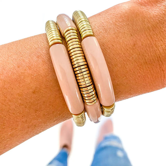 ONE Blush-Gold Tube Bamboo Bangle Bracelet