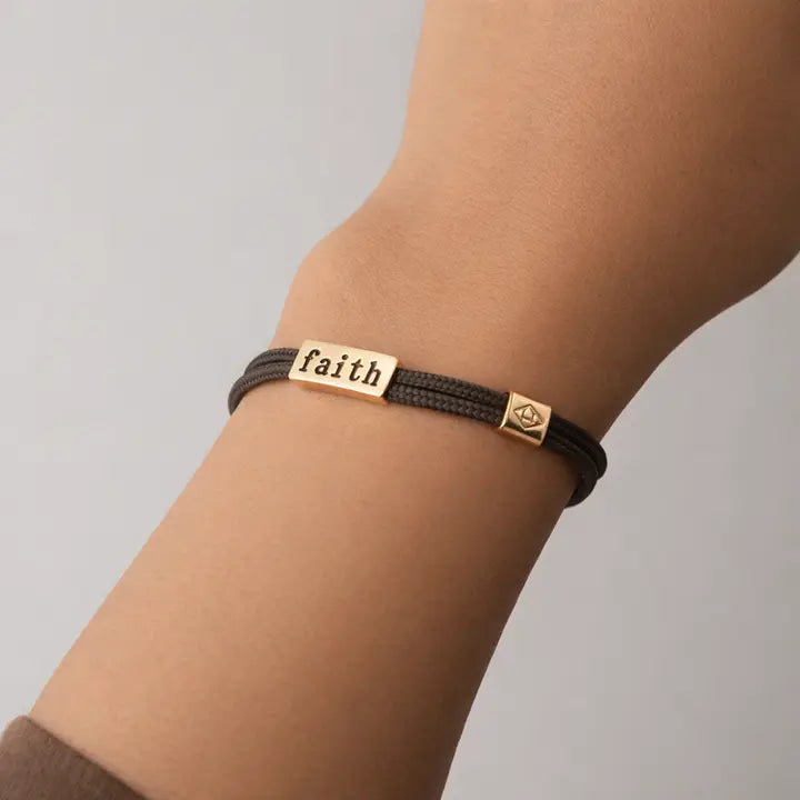 Sentiment Bracelet – Faith | Espresso Brown Cord