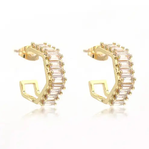 Cz Baguette Huggie Hoop Earrings